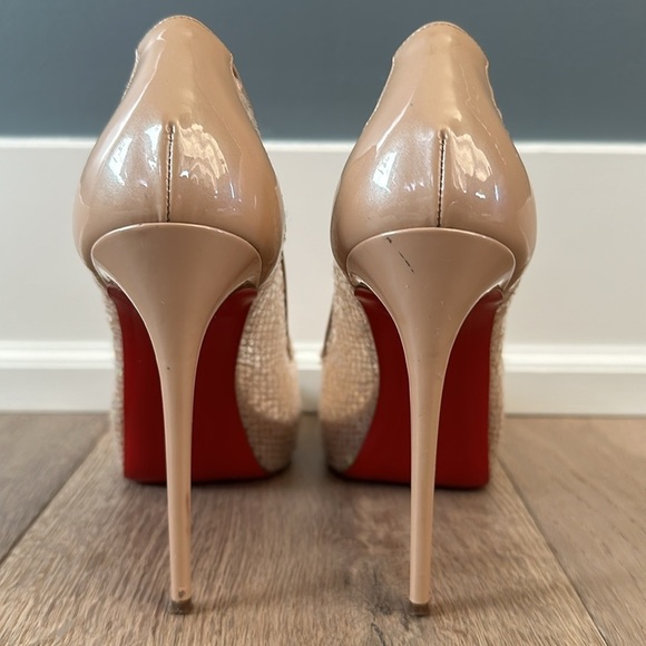 Christian Louboutin nude sequence peep toe size 37, 140 heel includes dust bag - Picture 7 of 10